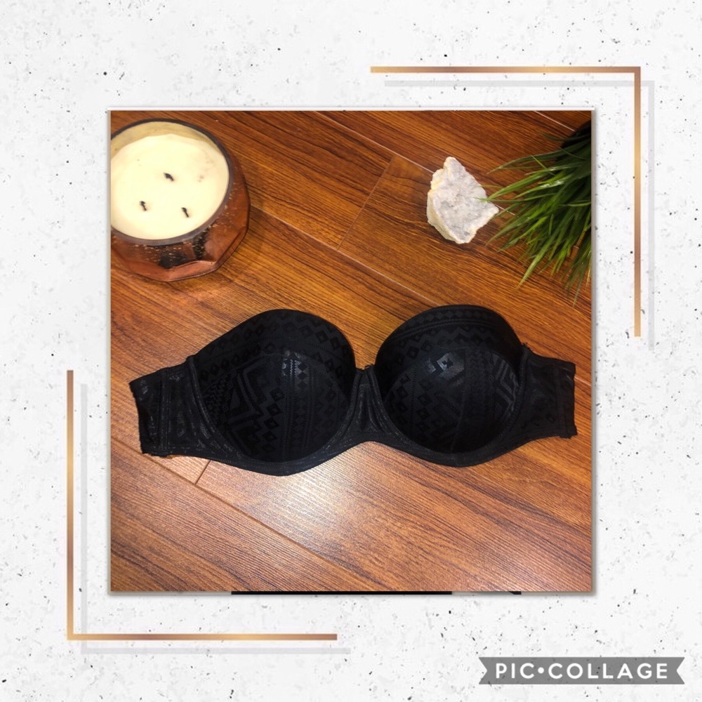 ✨BLACK TRIBAL STRAPLESS PADDED BIKINI TOP ✨